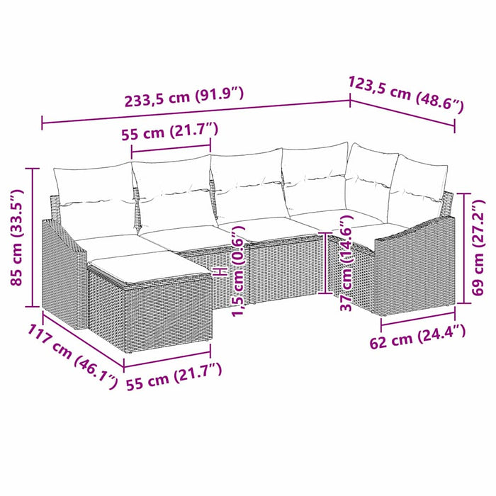 Set Canapea Grădină 6 Piese cu Pernuțe Negru Ratan Poli - WALTI WALTI