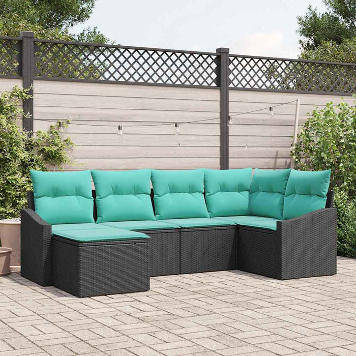 Set de canapea cu pernă 6 pcs Negru poliratan - WALTI WALTI
