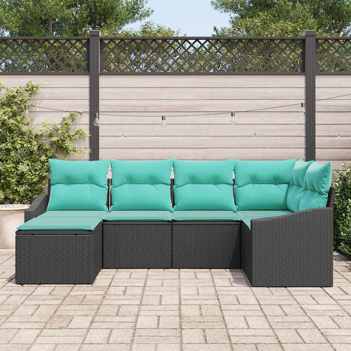 Set de canapea cu pernă 6 pcs Negru poliratan - WALTI WALTI
