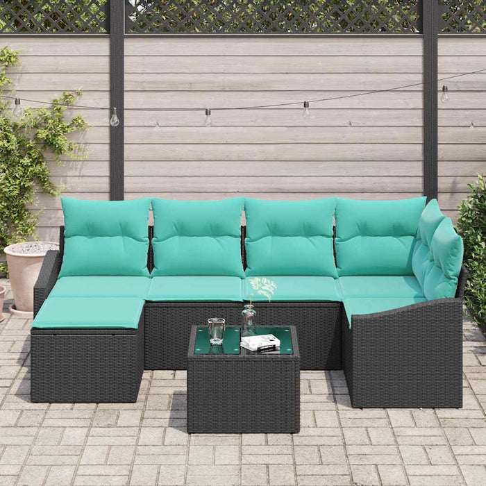 Set de canapea cu pernă 7 pcs Negru poliratan - WALTI WALTI