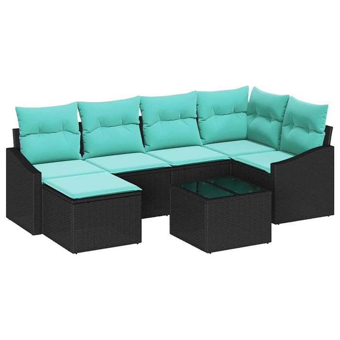 Set de canapea cu pernă 7 pcs Negru poliratan - WALTI WALTI