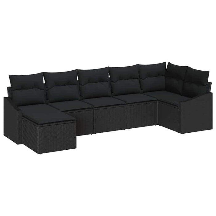 Set de canapea de grădină cu perne 7 piese Negru Ratan Poliester - WALTI WALTI