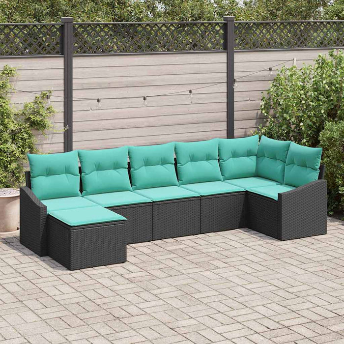 Set de canapea cu pernă 7 pcs Negru poliratan - WALTI WALTI