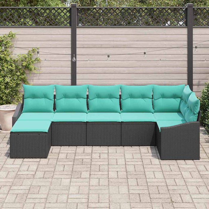 Set de canapea cu pernă 7 pcs Negru poliratan - WALTI WALTI