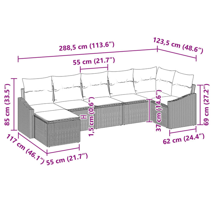Set de canapea cu pernă 7 pcs Negru poliratan - WALTI WALTI