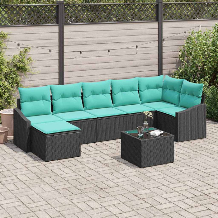 Set de canapea cu pernă 8 pcs Negru poliratan - WALTI WALTI