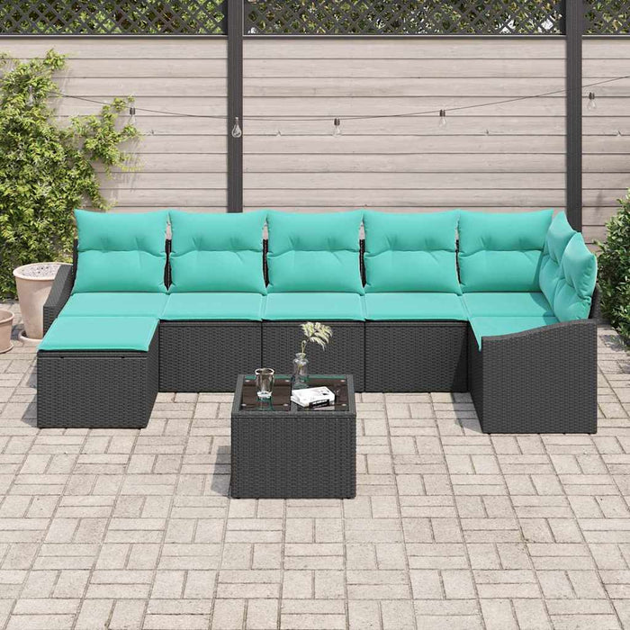 Set de canapea cu pernă 8 pcs Negru poliratan - WALTI WALTI