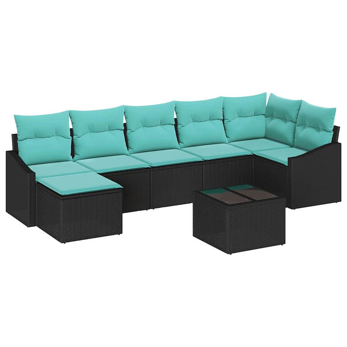 Set de canapea cu pernă 8 pcs Negru poliratan - WALTI WALTI