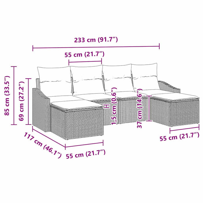 Set de canapea cu pernă 6 pcs Gri poliratan - WALTI WALTI
