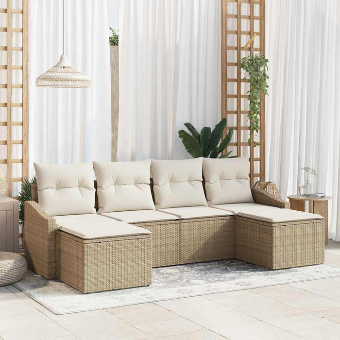 Set de canapea cu pernă 6 pcs Bej poliratan WALTI