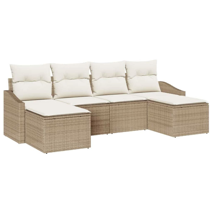 Set de canapea cu pernă 6 pcs Bej poliratan WALTI