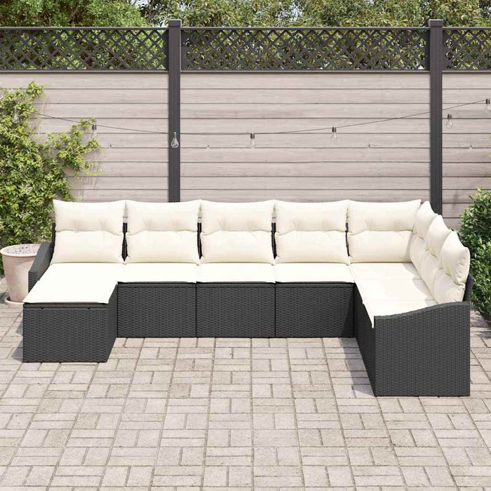 Set de canapea 8 buc. Negru poliratan WALTI