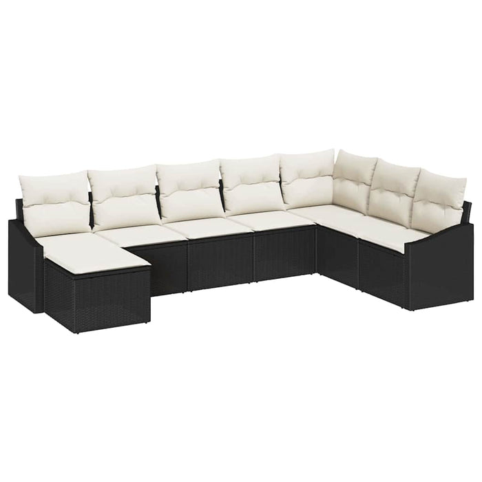Set de canapea 8 buc. Negru poliratan WALTI