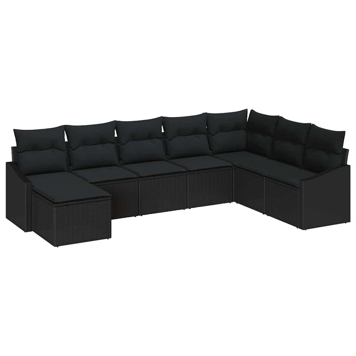 Set de canapea pentru grădină de 8 piese cu perne Poliratan negru - WALTI WALTI