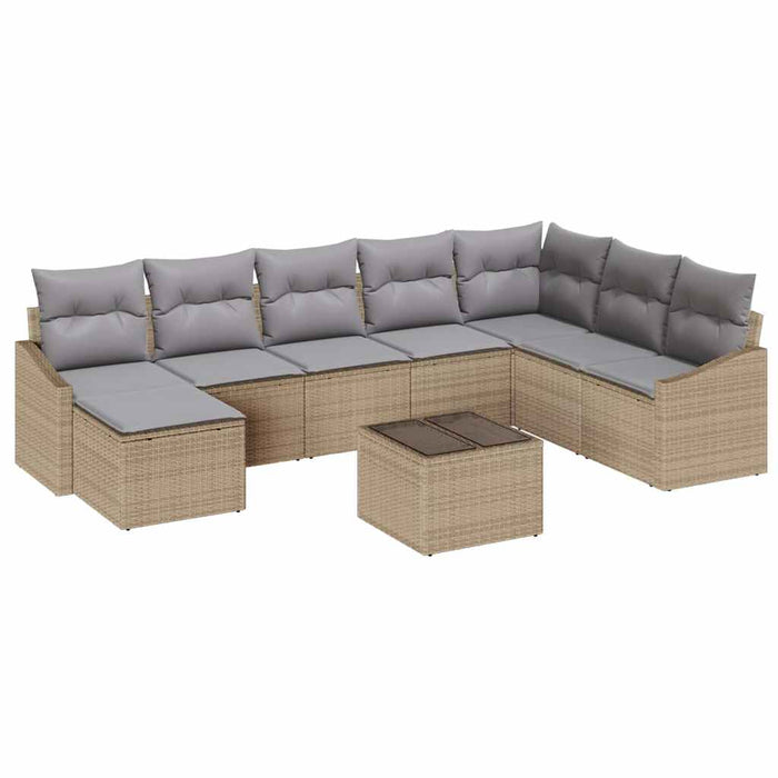 Set de canapea cu 9 piese și perne din poli ratan negru - WALTI WALTI