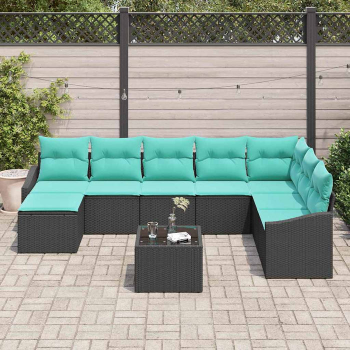 Set de canapea cu pernă 9 pcs Negru poliratan - WALTI WALTI