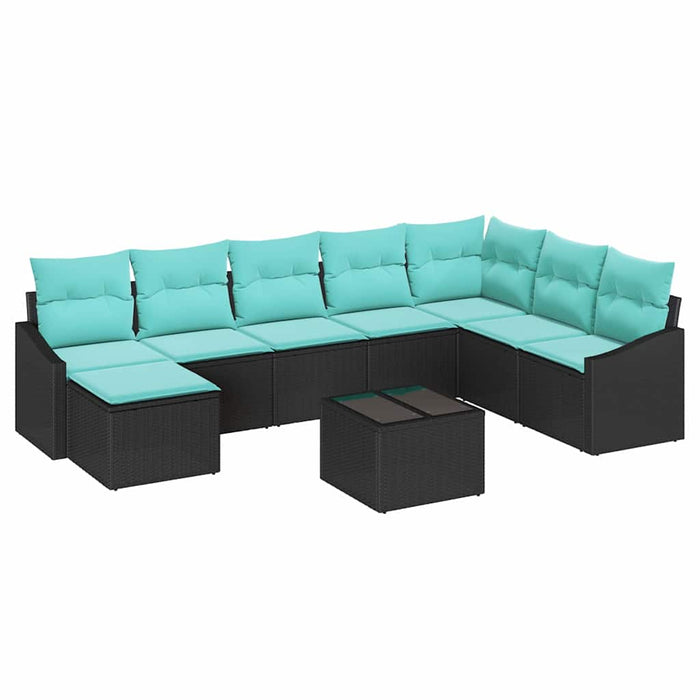 Set de canapea cu pernă 9 pcs Negru poliratan - WALTI WALTI
