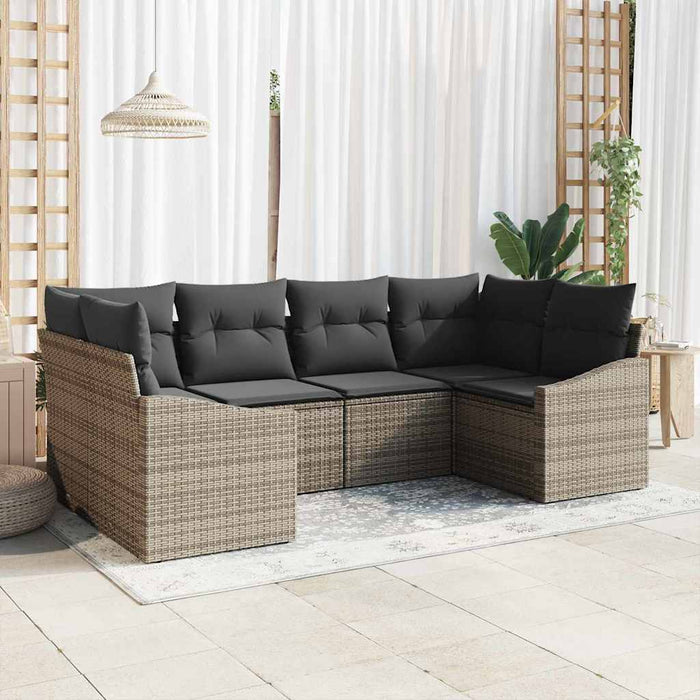 Set de canapea cu pernă 6 pcs Gri poliratan - WALTI WALTI