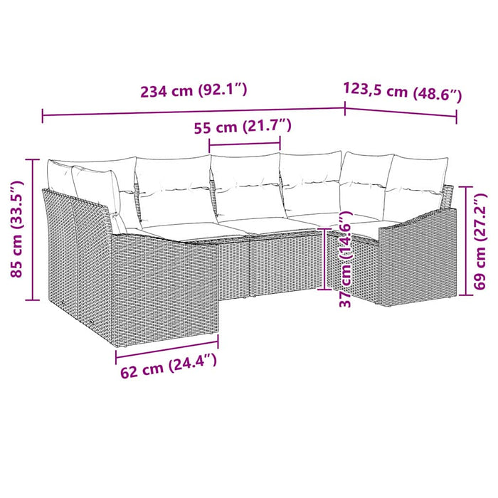 Set de canapea cu pernă 6 pcs Gri poliratan - WALTI WALTI