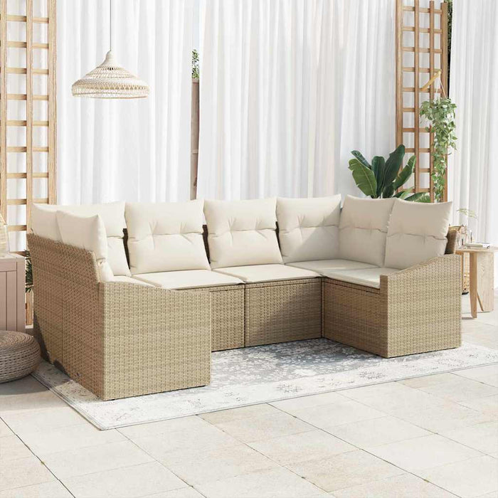 Set de canapea cu pernă 6 pcs Bej poliratan WALTI