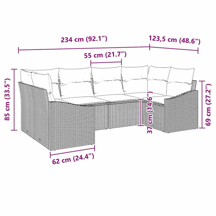 Set de canapea cu pernă 6 pcs Bej poliratan WALTI
