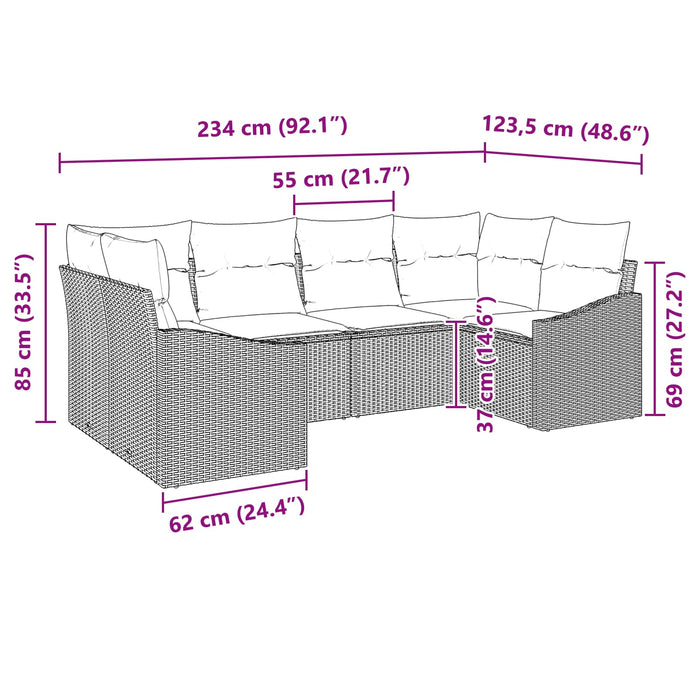 Set de canapea cu pernă 6 pcs Negru poliratan - WALTI WALTI