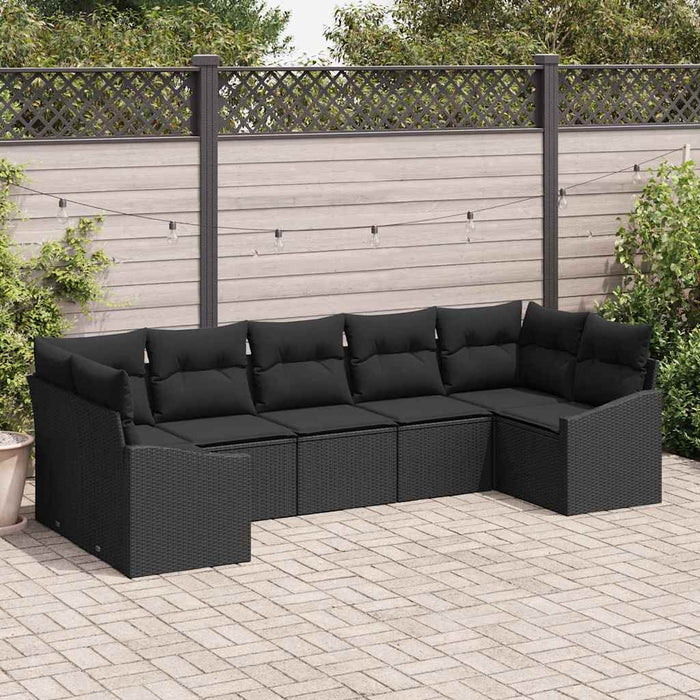 Set de canapea cu pernă 7 pcs Negru poliratan - WALTI WALTI