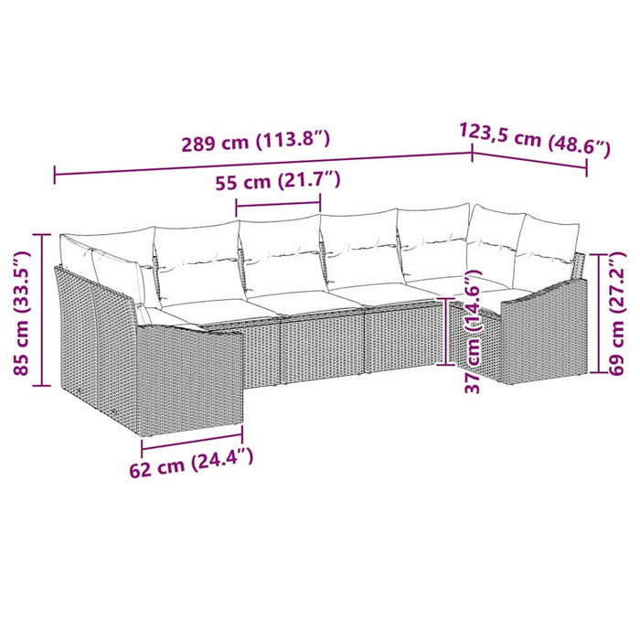 Set de canapea cu pernă 7 pcs Negru poliratan - WALTI WALTI