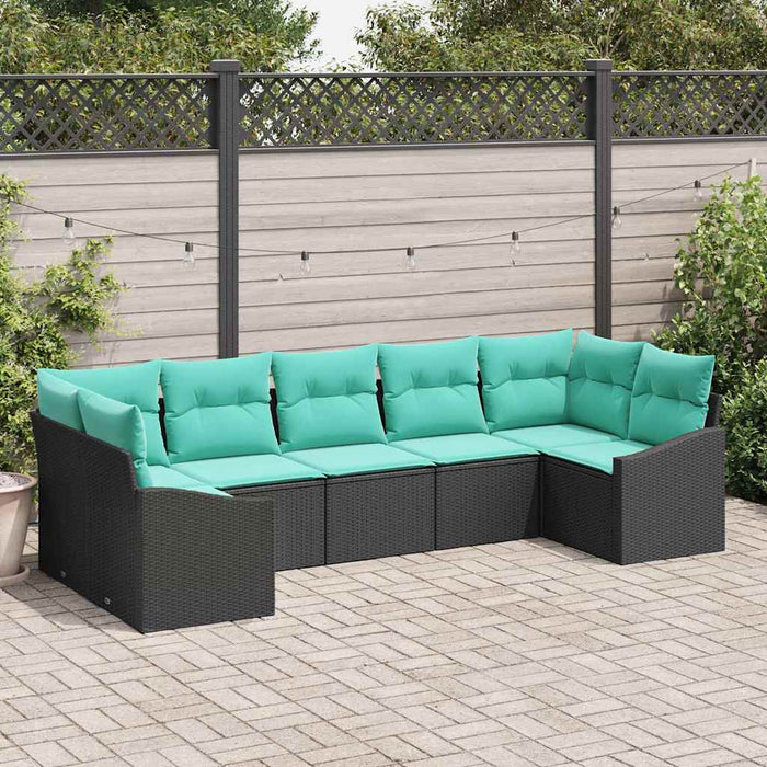 Set de canapea cu pernă 7 pcs Negru poliratan - WALTI WALTI