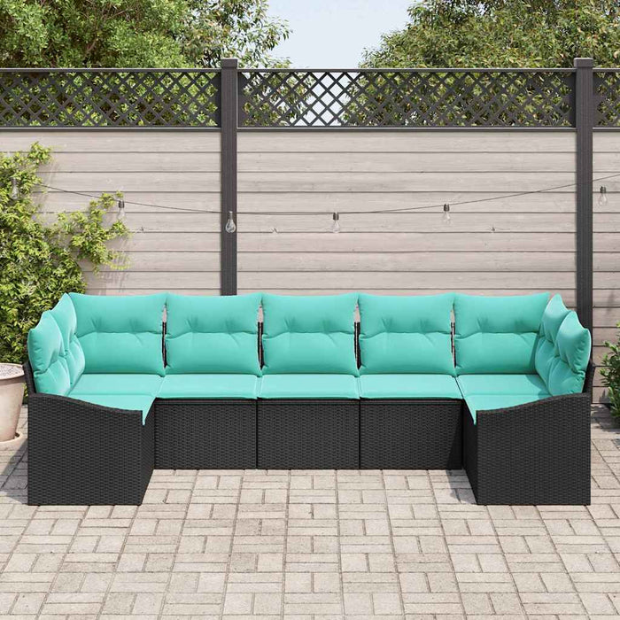 Set de canapea cu pernă 7 pcs Negru poliratan - WALTI WALTI