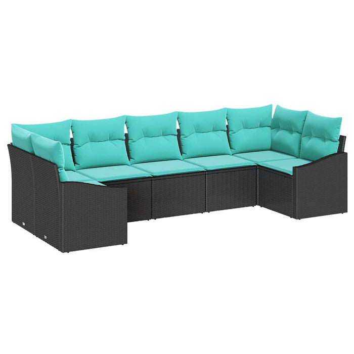 Set de canapea cu pernă 7 pcs Negru poliratan - WALTI WALTI