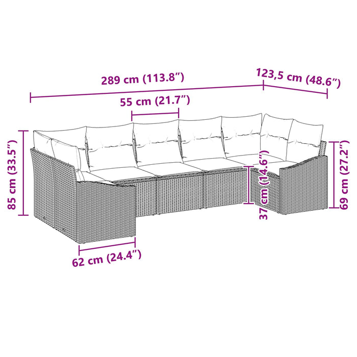 Set de canapea cu pernă 7 pcs Negru poliratan - WALTI WALTI