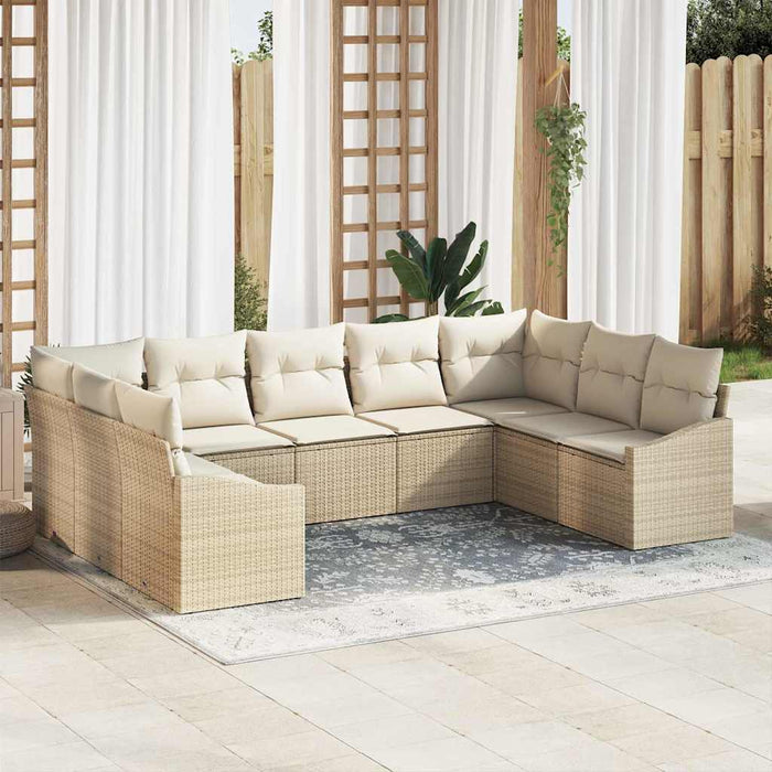 Set de canapea cu pernă 9 pcs Bej poliratan WALTI