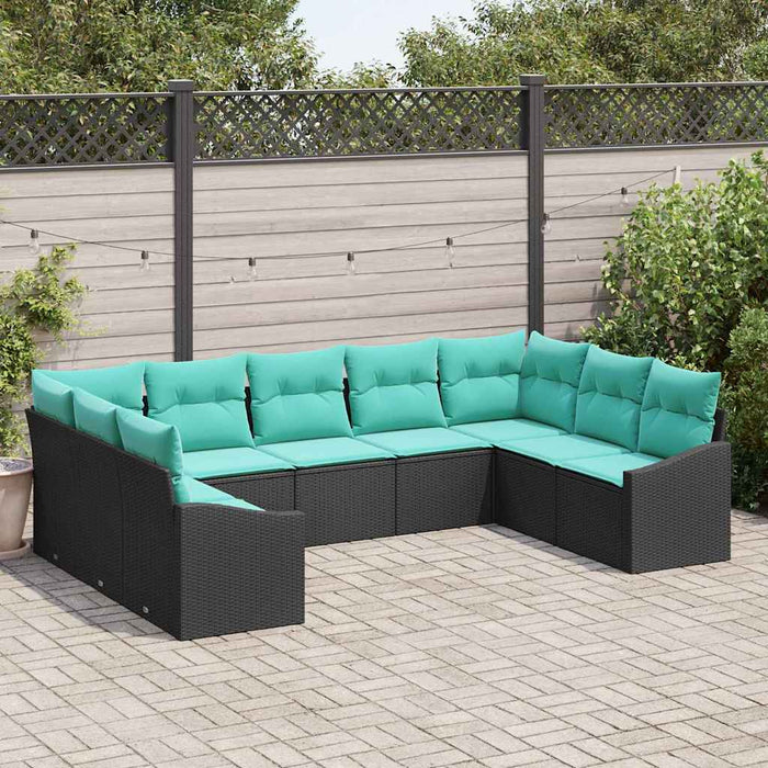 Set de canapea cu pernă 9 pcs Negru poliratan - WALTI WALTI