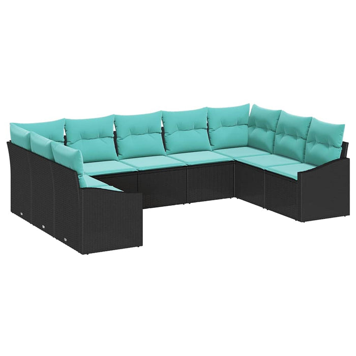 Set de canapea cu pernă 9 pcs Negru poliratan - WALTI WALTI