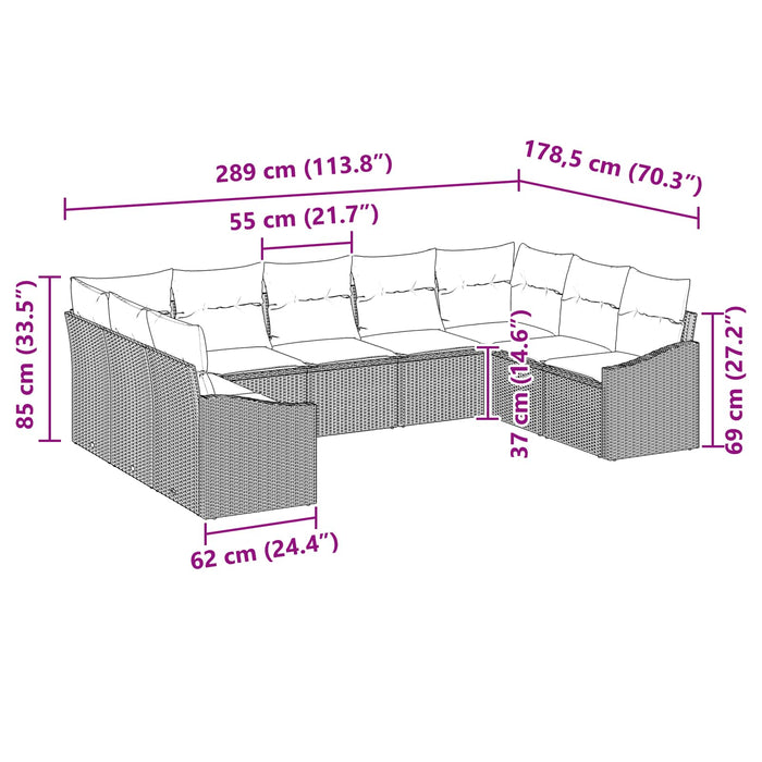 Set de canapea cu pernă 9 pcs Negru poliratan - WALTI WALTI