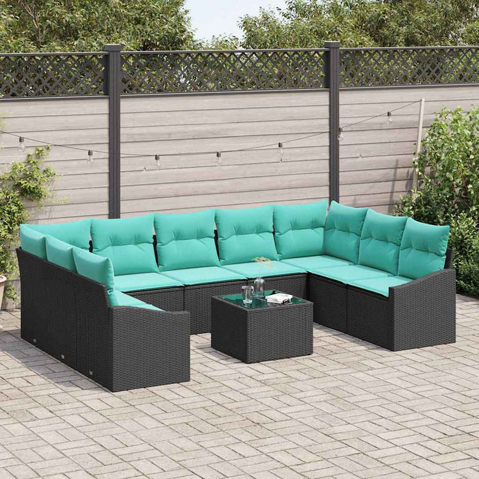 Set de canapea cu pernă 10 pcs Negru poliratan - WALTI WALTI