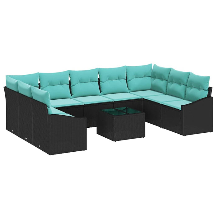 Set de canapea cu pernă 10 pcs Negru poliratan - WALTI WALTI