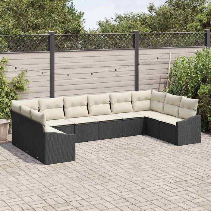 Set de Canapele de Grădină 10 Piese cu Perne Ratan Poly Negru - WALTI WALTI
