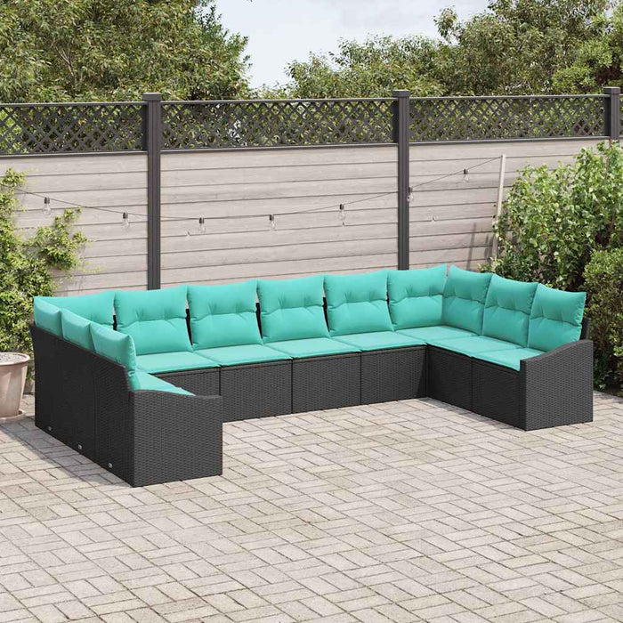 Set de canapea cu pernă 10 pcs Negru poliratan - WALTI WALTI