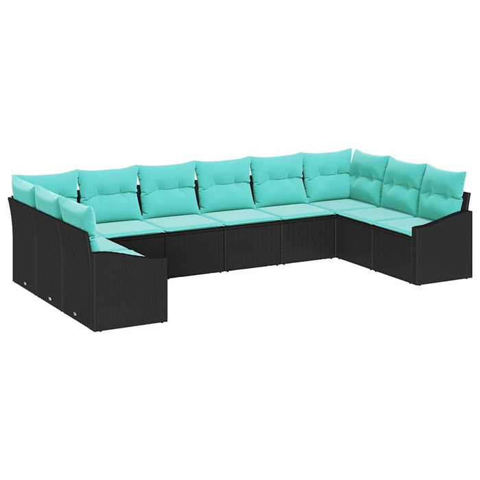 Set de canapea cu pernă 10 pcs Negru poliratan - WALTI WALTI