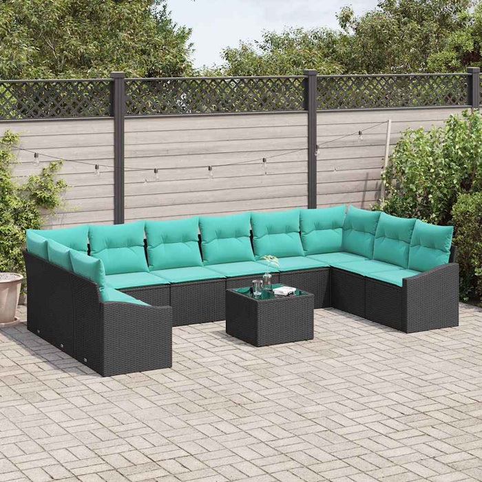 Set de canapea cu pernă 11 pcs Negru poliratan - WALTI WALTI
