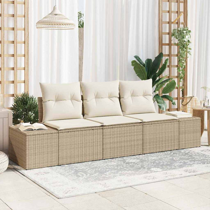 Set de canapea cu pernă 3 pcs Bej poliratan WALTI