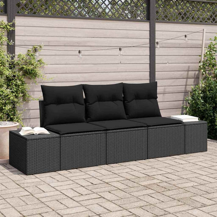 Set de canapea cu pernă 3 pcs Negru poliratan - WALTI WALTI