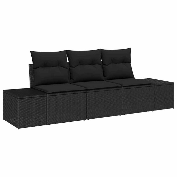 Set de canapea cu pernă 3 pcs Negru poliratan - WALTI WALTI