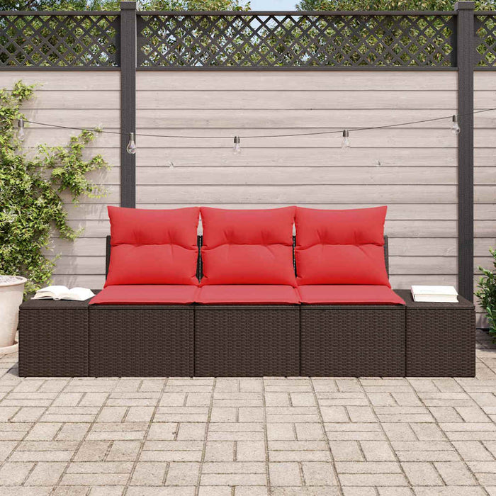 Set de canapea cu pernă 3 pcs Maro poliratan - WALTI WALTI