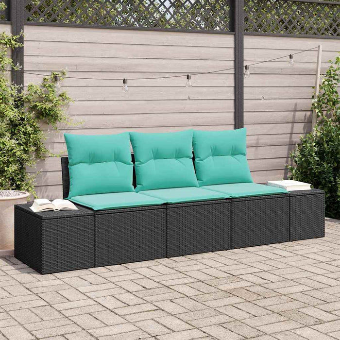 Set de canapea cu pernă 3 pcs Negru poliratan WALTI