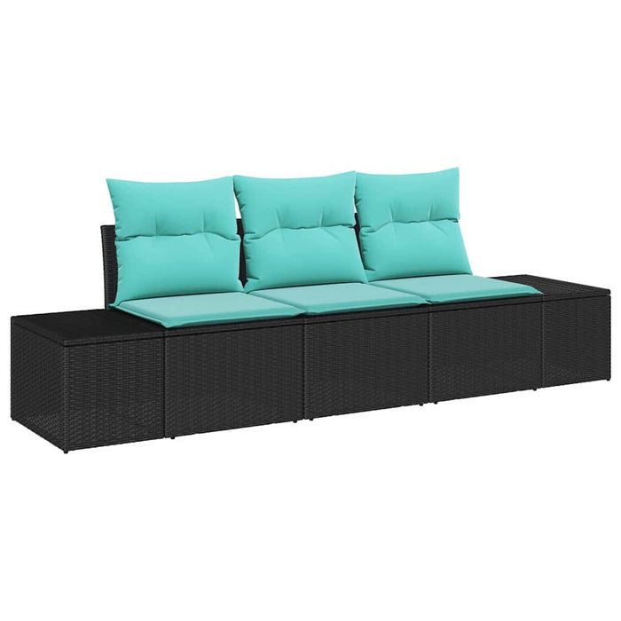 Set de canapea cu pernă 3 pcs Negru poliratan WALTI