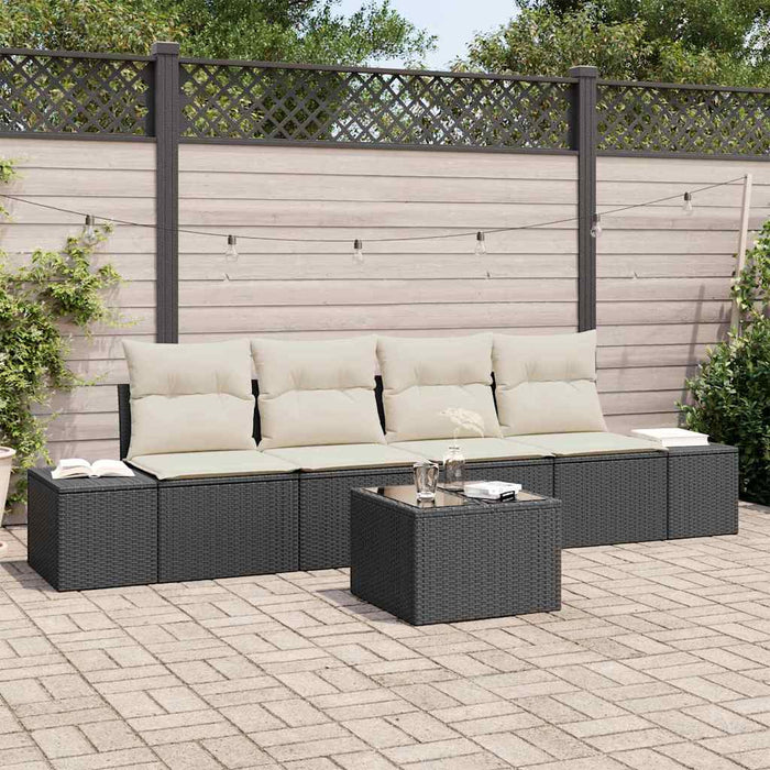 Set de canapele pentru grădină cu pernă 5 pcs Negru, Crem - WALTI WALTI