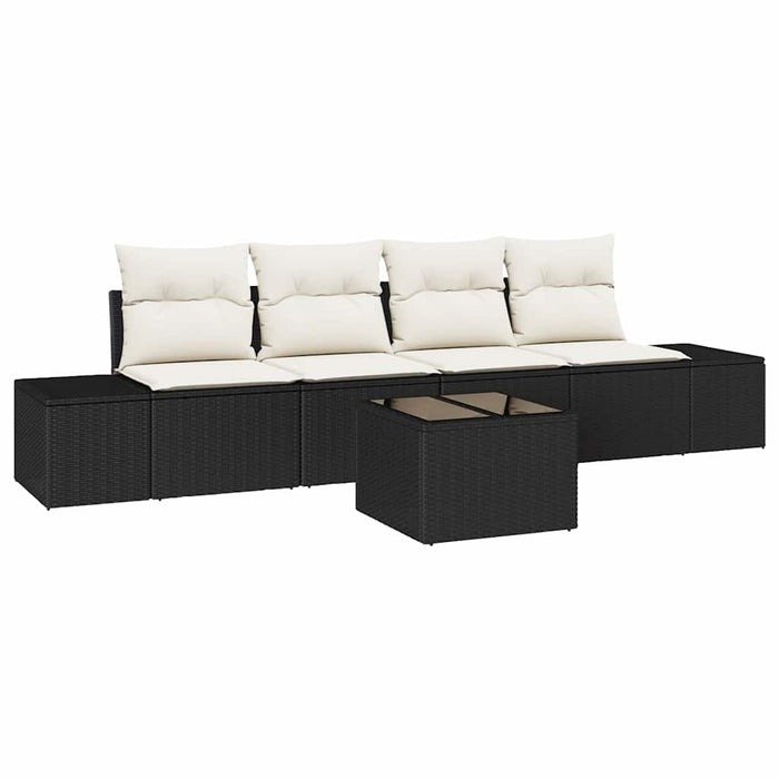 Set de canapele pentru grădină cu pernă 5 pcs Negru, Crem - WALTI WALTI